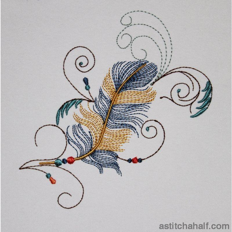 Twirly Beaded Feather - aStitch aHalf