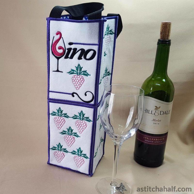 Vino Wine Bottle Tote - aStitch aHalf