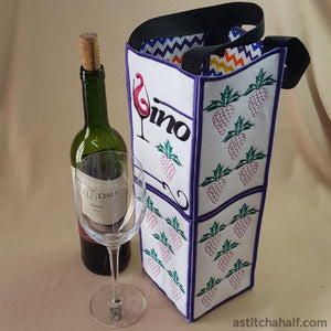 Vino Wine Bottle Tote - aStitch aHalf