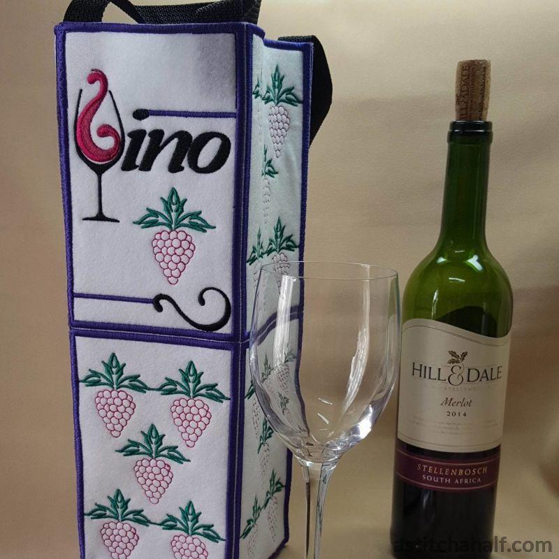 Vino Wine Bottle Tote - aStitch aHalf