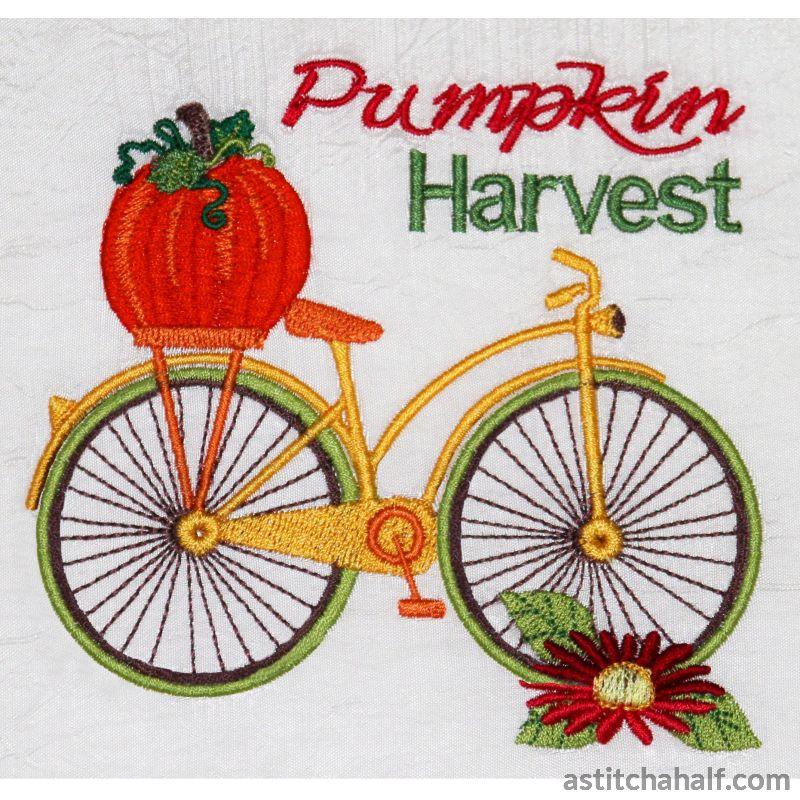 Vintage Bicycle pumpkin harvest - aStitch aHalf