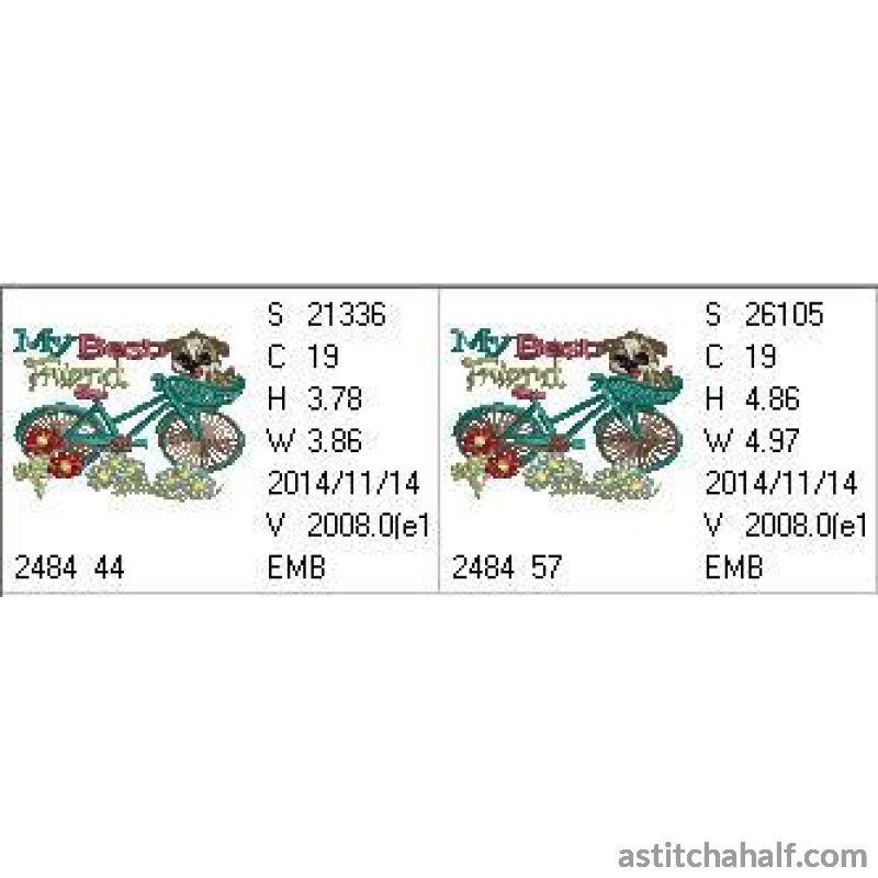 Vintage Bicycle with Doggy in Basket - aStitch aHalf