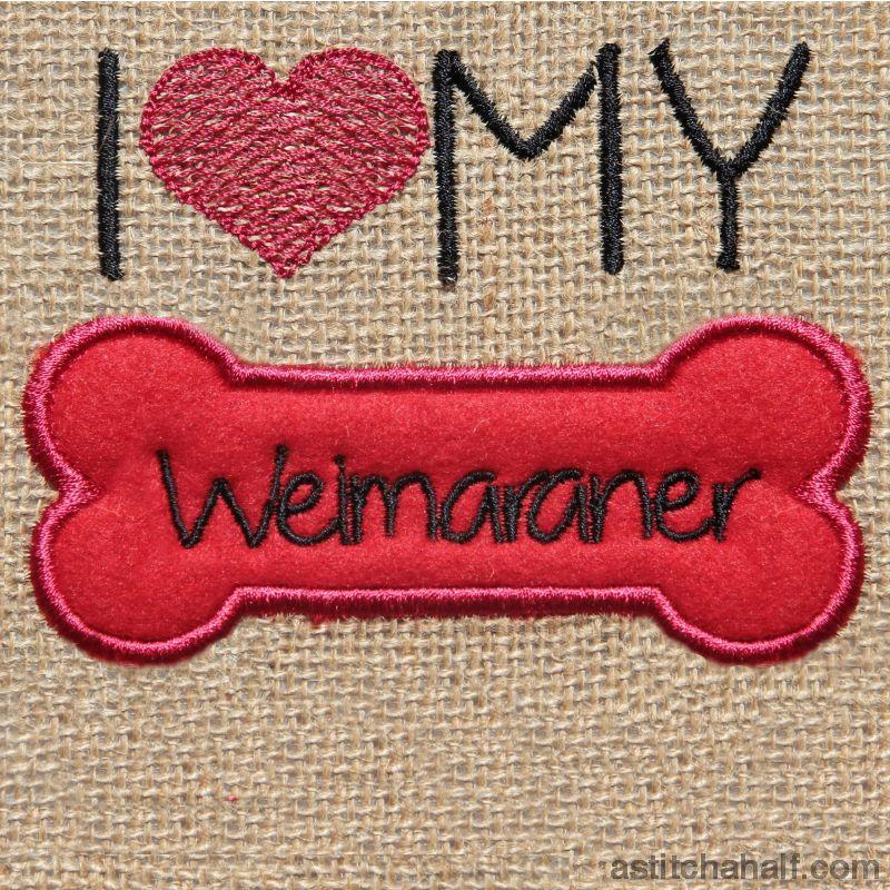 Weimaraner Dog Sillhouette - aStitch aHalf