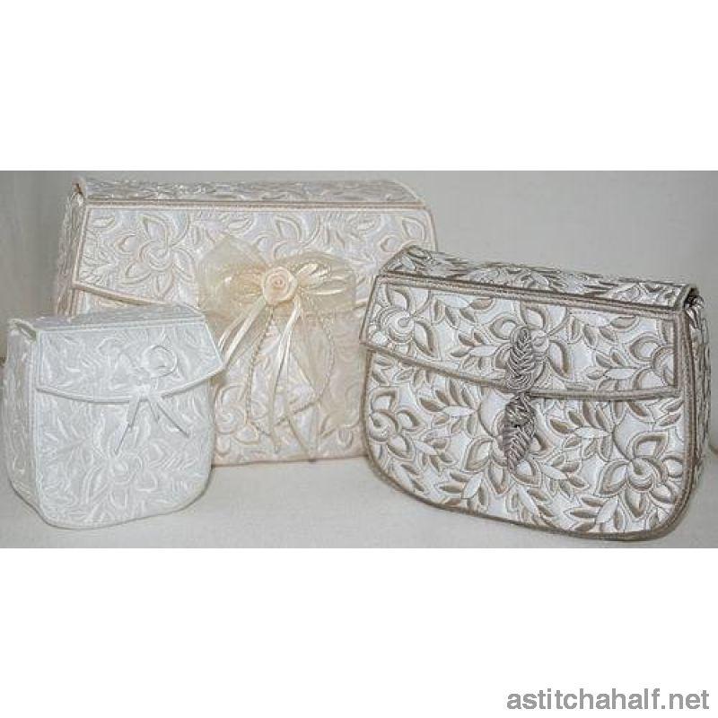 Whispers in White Clutch Purses - a-stitch-a-half