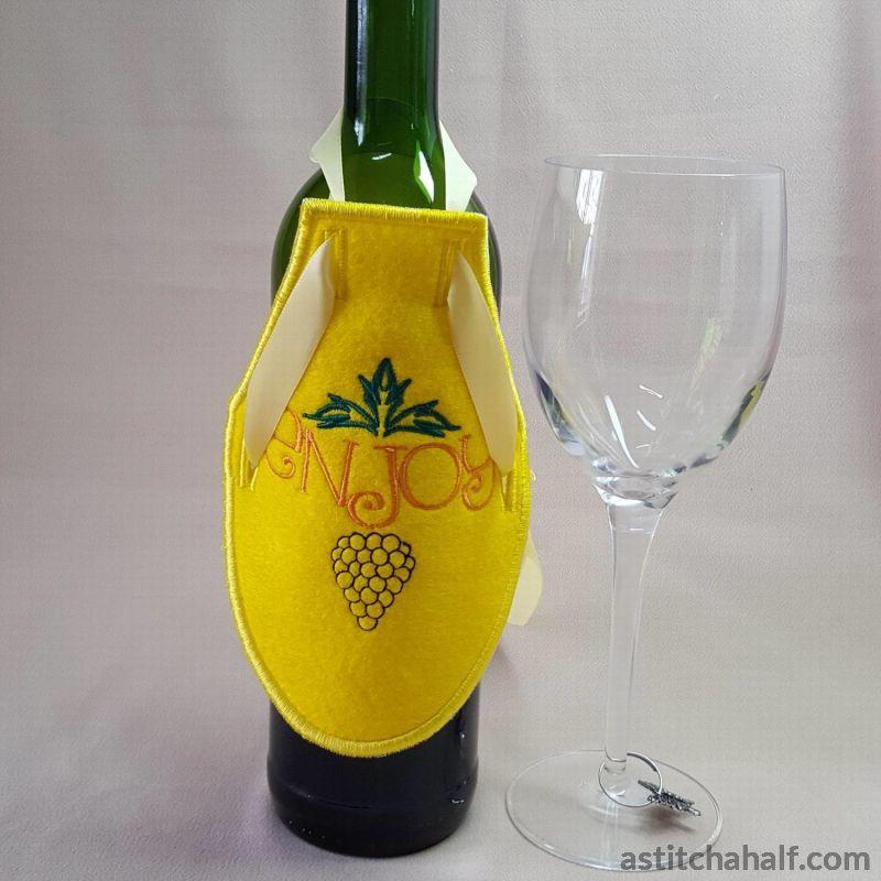 Wine Bottle Apron Enjoy - aStitch aHalf