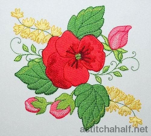 Yellow Trumpets and Pansy - a-stitch-a-half