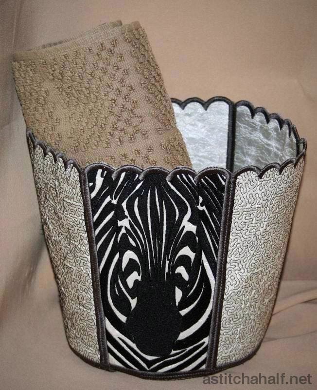 Zebra Bucket Bin - aStitch aHalf
